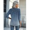 Zeagoo Womens Blouse Casual 3/4 Length Sleeve V Neck Basic T-Shirts Spring Summer Cute Tunic Tops Business Work Tees(Blue Leaves-xh483)