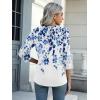 Zeagoo Womens Blouse Casual 3/4 Length Sleeve V Neck Basic T-Shirts Spring Summer Cute Tunic Tops Business Work Tees(Blue Leave-wf41)