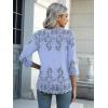 Zeagoo Womens Blouse Casual 3/4 Length Sleeve V Neck Basic T-Shirts Spring Summer Cute Tunic Tops Business Work Tees(Blue Printed-sf166)