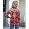 Zeagoo Womens Blouse Casual 3/4 Length Sleeve V Neck Basic T-Shirts Spring Summer Cute Tunic Tops Business Work Tees(Bohemia Red -Mz849)