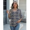 Zeagoo Womens Blouse Casual 3/4 Length Sleeve V Neck Basic T-Shirts Spring Summer Cute Tunic Tops Business Work Tees(Bohemia-mz869)
