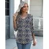 Zeagoo Womens Blouse Casual 3/4 Length Sleeve V Neck Basic T-Shirts Spring Summer Cute Tunic Tops Business Work Tees(Bohemia-mz869)