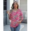 Zeagoo Womens Blouse Casual 3/4 Length Sleeve V Neck Basic T-Shirts Spring Summer Cute Tunic Tops Business Work Tees(Boho Pink-mz750)