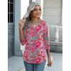 Zeagoo Womens Blouse Casual 3/4 Length Sleeve V Neck Basic T-Shirts Spring Summer Cute Tunic Tops Business Work Tees(Boho Pink-mz750)
