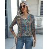 Zeagoo Womens Blouse Casual 3/4 Length Sleeve V Neck Basic T-Shirts Spring Summer Cute Tunic Tops Business Work Tees(Boho-mz779)