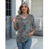 Zeagoo Womens Blouse Casual 3/4 Length Sleeve V Neck Basic T-Shirts Spring Summer Cute Tunic Tops Business Work Tees(Boho-mz779)