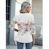 Zeagoo Womens Blouse Casual 3/4 Length Sleeve V Neck Basic T-Shirts Spring Summer Cute Tunic Tops Business Work Tees(Colorful Flower-wf67)