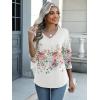 Zeagoo Womens Blouse Casual 3/4 Length Sleeve V Neck Basic T-Shirts Spring Summer Cute Tunic Tops Business Work Tees(Colorful Flower-wf67)