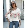 Zeagoo Womens Blouse Casual 3/4 Length Sleeve V Neck Basic T-Shirts Spring Summer Cute Tunic Tops Business Work Tees(Colorful Flower-wf67)