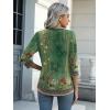 Zeagoo Womens Blouse Casual 3/4 Length Sleeve V Neck Basic T-Shirts Spring Summer Cute Tunic Tops Business Work Tees(Green Flower-mz808)