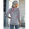 Zeagoo Womens Blouse Casual 3/4 Length Sleeve V Neck Basic T-Shirts Spring Summer Cute Tunic Tops Business Work Tees(Grey Flower-hf36)