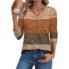 Zeagoo Womens Blouse Casual 3/4 Length Sleeve V Neck Basic T-Shirts Spring Summer Cute Tunic Tops Business Work Tees(Khaki-jh398)
