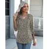 Zeagoo Womens Blouse Casual 3/4 Length Sleeve V Neck Basic T-Shirts Spring Summer Cute Tunic Tops Business Work Tees(Leopard Print-an20)