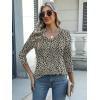 Zeagoo Womens Blouse Casual 3/4 Length Sleeve V Neck Basic T-Shirts Spring Summer Cute Tunic Tops Business Work Tees(Leopard Print-an20)