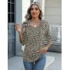 Zeagoo Womens Blouse Casual 3/4 Length Sleeve V Neck Basic T-Shirts Spring Summer Cute Tunic Tops Business Work Tees(Leopard Print-an20)