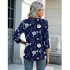 Zeagoo Womens Blouse Casual 3/4 Length Sleeve V Neck Basic T-Shirts Spring Summer Cute Tunic Tops Business Work Tees(Navy Blue Flowers-bf318)