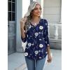 Zeagoo Womens Blouse Casual 3/4 Length Sleeve V Neck Basic T-Shirts Spring Summer Cute Tunic Tops Business Work Tees(Navy Blue Flowers-bf318)
