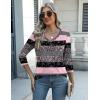 Zeagoo Womens Blouse Casual 3/4 Length Sleeve V Neck Basic T-Shirts Spring Summer Cute Tunic Tops Business Work Tees(Pink Stripe-tz245)