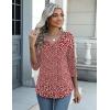 Zeagoo Womens Blouse Casual 3/4 Length Sleeve V Neck Basic T-Shirts Spring Summer Cute Tunic Tops Business Work Tees(Point Red-xh518)