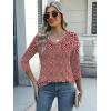 Zeagoo Womens Blouse Casual 3/4 Length Sleeve V Neck Basic T-Shirts Spring Summer Cute Tunic Tops Business Work Tees(Point Red-xh518)
