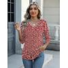 Zeagoo Womens Blouse Casual 3/4 Length Sleeve V Neck Basic T-Shirts Spring Summer Cute Tunic Tops Business Work Tees(Point Red-xh518)