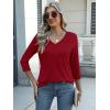 Zeagoo Womens Blouse Casual 3/4 Length Sleeve V Neck Basic T-Shirts Spring Summer Cute Tunic Tops Business Work Tees(Red)