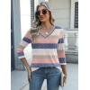 Zeagoo Womens Blouse Casual 3/4 Length Sleeve V Neck Basic T-Shirts Spring Summer Cute Tunic Tops Business Work Tees(Striped-tw669)