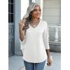 Zeagoo Womens Blouse Casual 3/4 Length Sleeve V Neck Basic T-Shirts Spring Summer Cute Tunic Tops Business Work Tees(White)