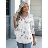 Zeagoo Womens Blouse Casual 3/4 Length Sleeve V Neck Basic T-Shirts Spring Summer Cute Tunic Tops Business Work Tees(White Flowers-bf290)