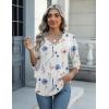 Zeagoo Womens Blouse Casual 3/4 Length Sleeve V Neck Basic T-Shirts Spring Summer Cute Tunic Tops Business Work Tees(White Flowers-bf290)