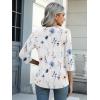 Zeagoo Womens Blouse Casual 3/4 Length Sleeve V Neck Basic T-Shirts Spring Summer Cute Tunic Tops Business Work Tees(White Flowers-bf290)