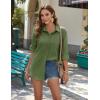 Zeagoo Womens Button Down Shirts Long Sleeve Cotton Gauze Tops Casual Collared Blouses Loose Fit(Army Green)
