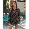 Zeagoo Womens Button Down Shirts Long Sleeve Cotton Gauze Tops Casual Collared Blouses Loose Fit(Black Hawaiian)