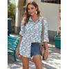 Zeagoo Womens Button Down Shirts Long Sleeve Cotton Gauze Tops Casual Collared Blouses Loose Fit(Blue Blossom)