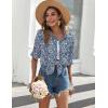 Zeagoo Womens Button Down Shirts Long Sleeve Cotton Gauze Tops Casual Collared Blouses Loose Fit(Blue Floral)