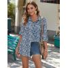 Zeagoo Womens Button Down Shirts Long Sleeve Cotton Gauze Tops Casual Collared Blouses Loose Fit(Blue Floral)