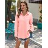 Zeagoo Womens Button Down Shirts Long Sleeve Cotton Gauze Tops Casual Collared Blouses Loose Fit(Coral)