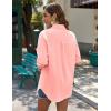 Zeagoo Womens Button Down Shirts Long Sleeve Cotton Gauze Tops Casual Collared Blouses Loose Fit(Coral)