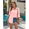 Zeagoo Womens Button Down Shirts Long Sleeve Cotton Gauze Tops Casual Collared Blouses Loose Fit(Coral)