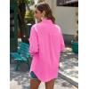 Zeagoo Womens Button Down Shirts Long Sleeve Cotton Gauze Tops Casual Collared Blouses Loose Fit(Fuschia Pink)