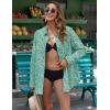 Zeagoo Womens Button Down Shirts Long Sleeve Cotton Gauze Tops Casual Collared Blouses Loose Fit(Green Floral)