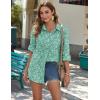 Zeagoo Womens Button Down Shirts Long Sleeve Cotton Gauze Tops Casual Collared Blouses Loose Fit(Green Floral)