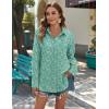 Zeagoo Womens Button Down Shirts Long Sleeve Cotton Gauze Tops Casual Collared Blouses Loose Fit(Green Floral)