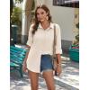 Zeagoo Womens Button Down Shirts Long Sleeve Cotton Gauze Tops Casual Collared Blouses Loose Fit(Khaki)