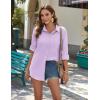 Zeagoo Womens Button Down Shirts Long Sleeve Cotton Gauze Tops Casual Collared Blouses Loose Fit(Lavender)