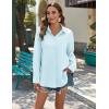 Zeagoo Womens Button Down Shirts Long Sleeve Cotton Gauze Tops Casual Collared Blouses Loose Fit(Light Blue)