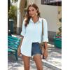 Zeagoo Womens Button Down Shirts Long Sleeve Cotton Gauze Tops Casual Collared Blouses Loose Fit(Light Blue)