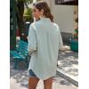 Zeagoo Womens Button Down Shirts Long Sleeve Cotton Gauze Tops Casual Collared Blouses Loose Fit(Light Green)