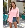 Zeagoo Womens Button Down Shirts Long Sleeve Cotton Gauze Tops Casual Collared Blouses Loose Fit(Light Pink)