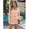 Zeagoo Womens Button Down Shirts Long Sleeve Cotton Gauze Tops Casual Collared Blouses Loose Fit(Orange Tropical)